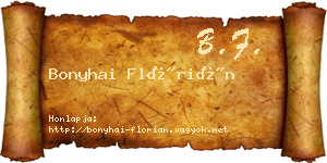 Bonyhai Flórián névjegykártya